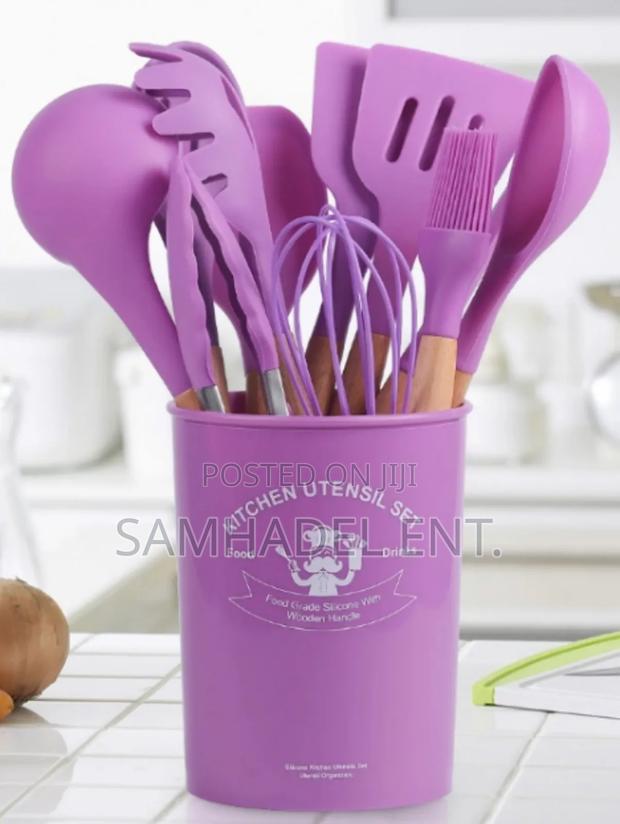 12 Piece Set Silicon Ladle -wooden Handle · Photo 1