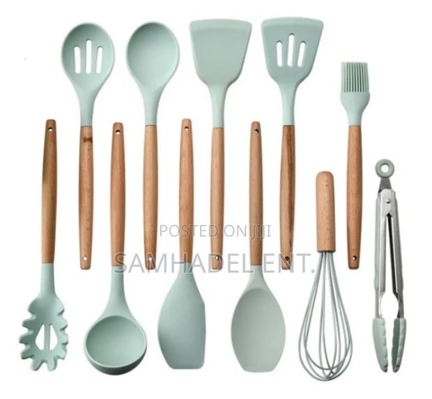 12 Piece Set Silicon Ladle -wooden Handle · Photo 2