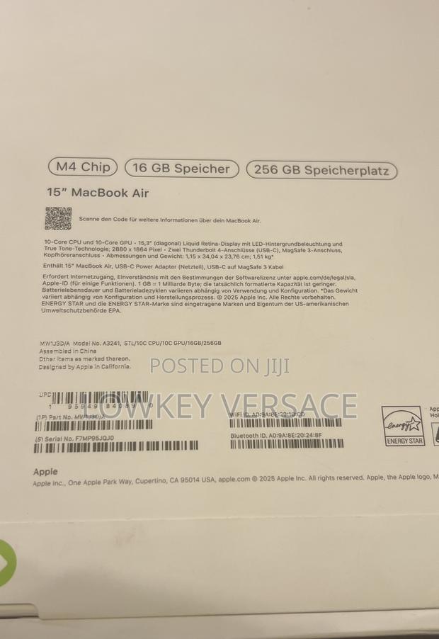 New Laptop Apple MacBook Air 2025 M4 15-Inch 16GB Apple M4 SSD 256GB · Photo 2