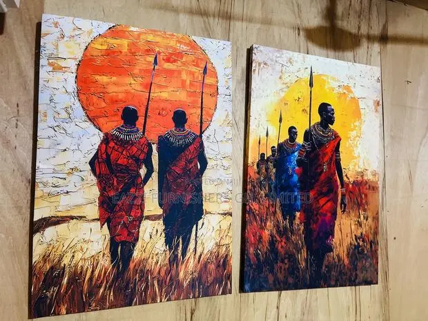 Real Cloth Africans Warrior Canvas Art Fine Print Wall Frame High End · Photo 1