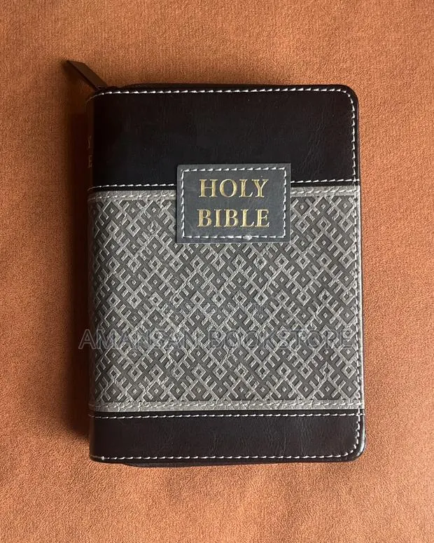 Pocket Size KJV Bible With Leather Jacket (Black Gray) · Photo 1
