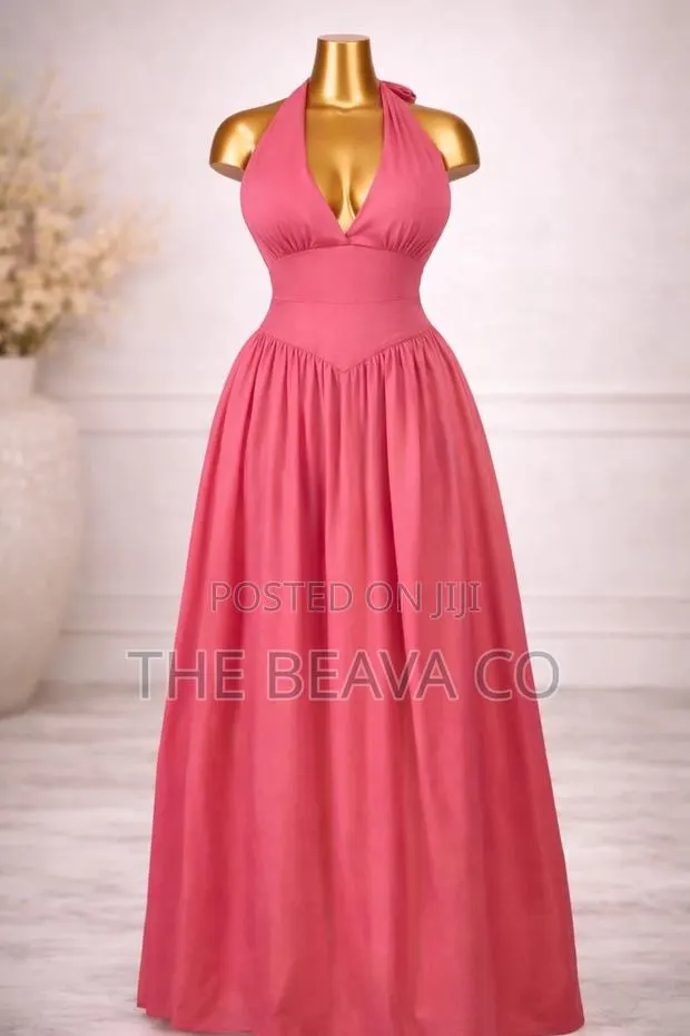 Coral Halter Maxi Dress · Photo 1