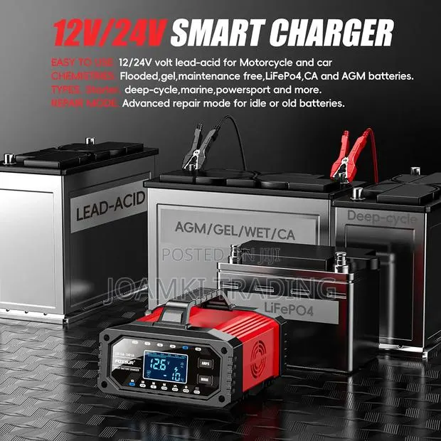 Foxsur 12v15a-24v5a Smart Car Battery Charger, Smart Charger