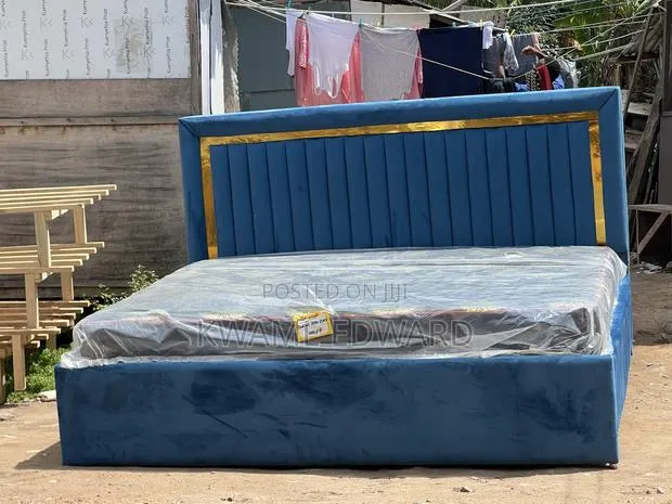 Light Blue King Size Bed Frame With Mattress Available for Pick · Photo 1