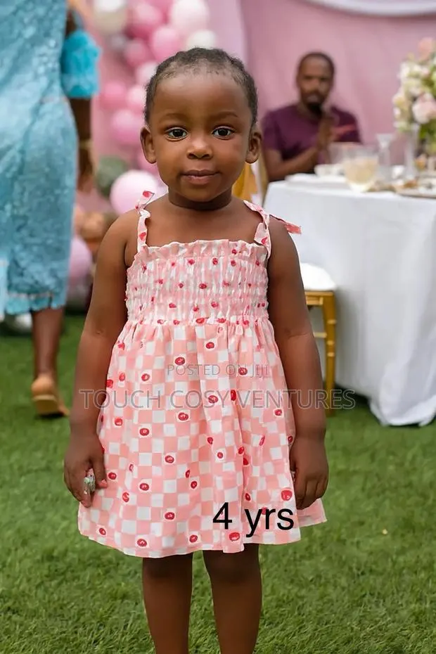 Pink White Checkered Party Dress With Red Accents (4 Yrs) · Photo 1
