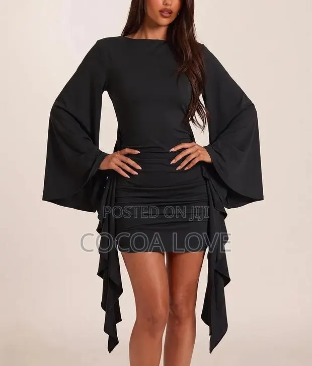 Black Long-Sleeve Mini Dress · Photo 1