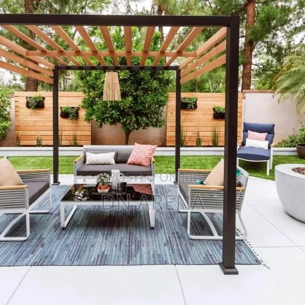 Lars( 8’X8’ Ft )Pergola With Solid Slats Black · Photo 1