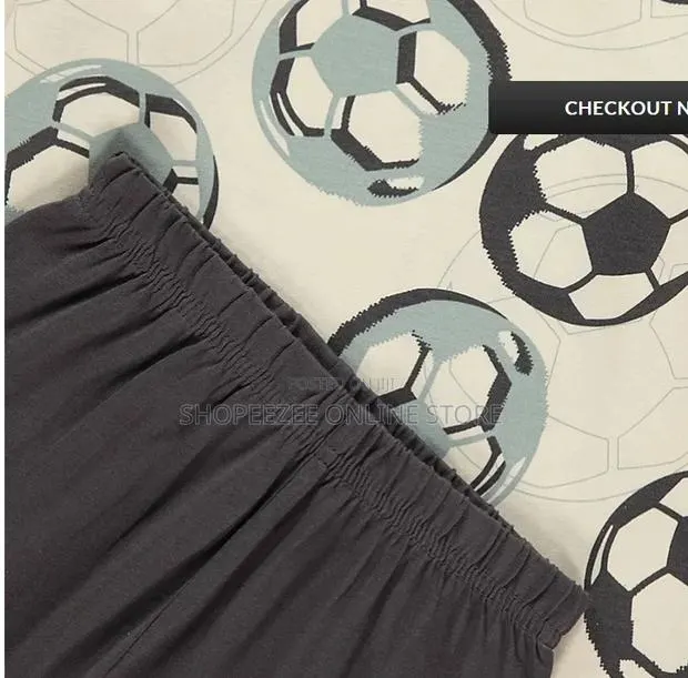Boys Cream Football Long Sleeve Pyjamas · Photo 2