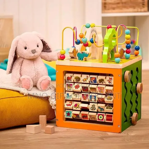 B. Toys Zany Zoo Wooden Activity Cube, Alphabet Bead Maze Toy, · Photo 1