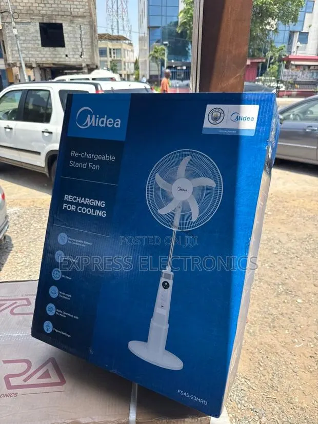 Best Buy for Less Midea White Rechargeable Fan 18” · Photo 1