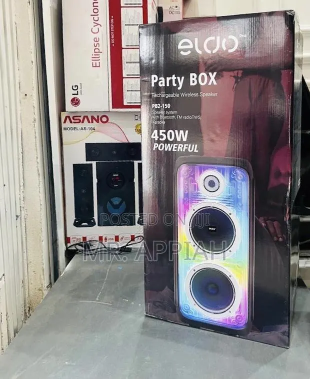 Get Unique Eldo Pb2-150 Double 8" Party Box Speaker(450w) Black · Photo 1