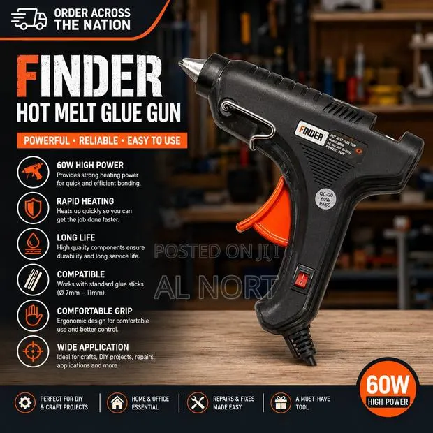 FINDER 60W Hot Melt Glue Gun – Black Orange · Photo 1