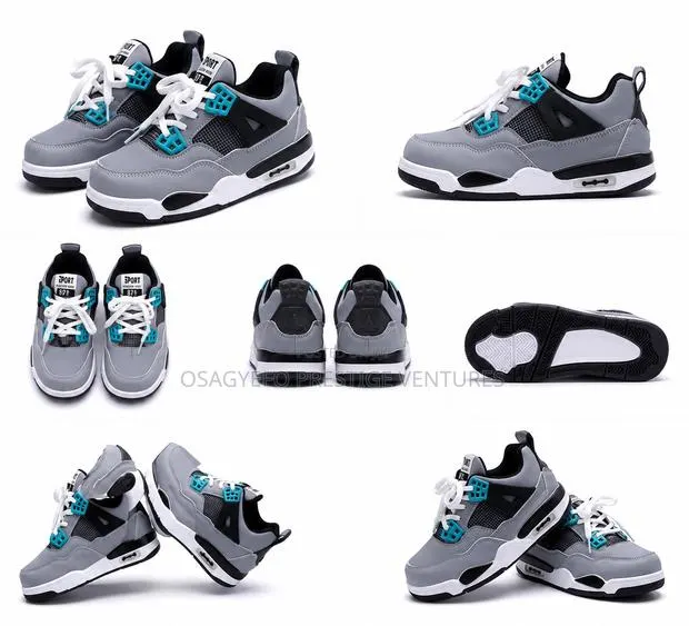 Good Quality Kids’ Jordan 4-Inspired Sneakers – Grey/Black · Photo 2