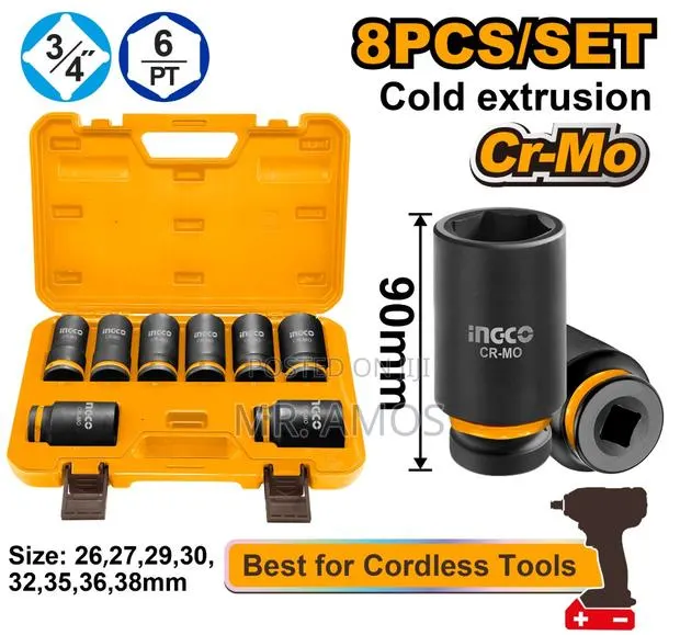 8 PCS 3/4" Drive Deep Impact Socket Set - Hkissd34082l · Photo 1