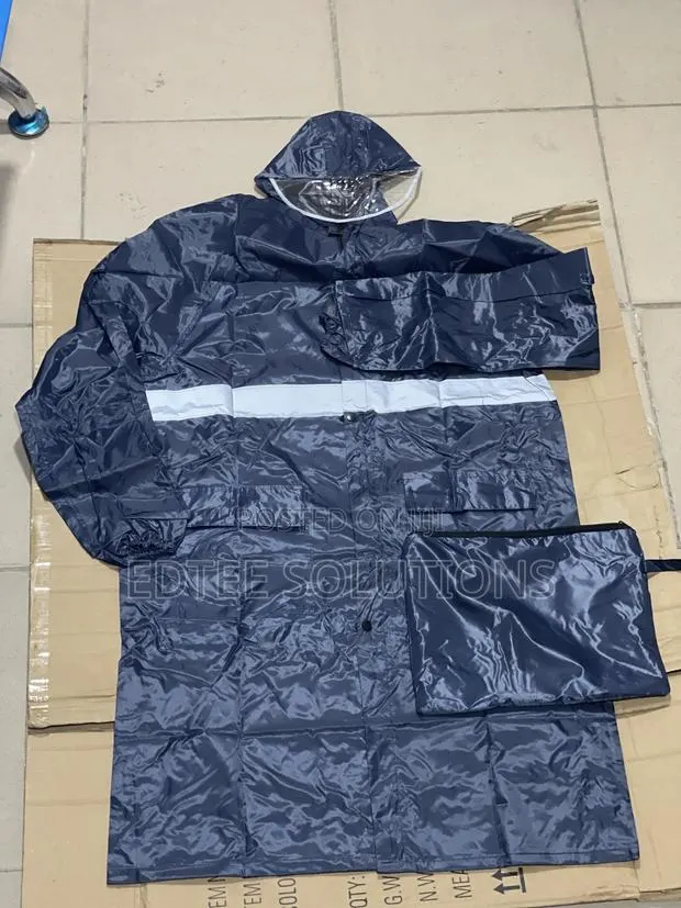 PVC Blue Black Raincoat With Reflector and Bag · Photo 1