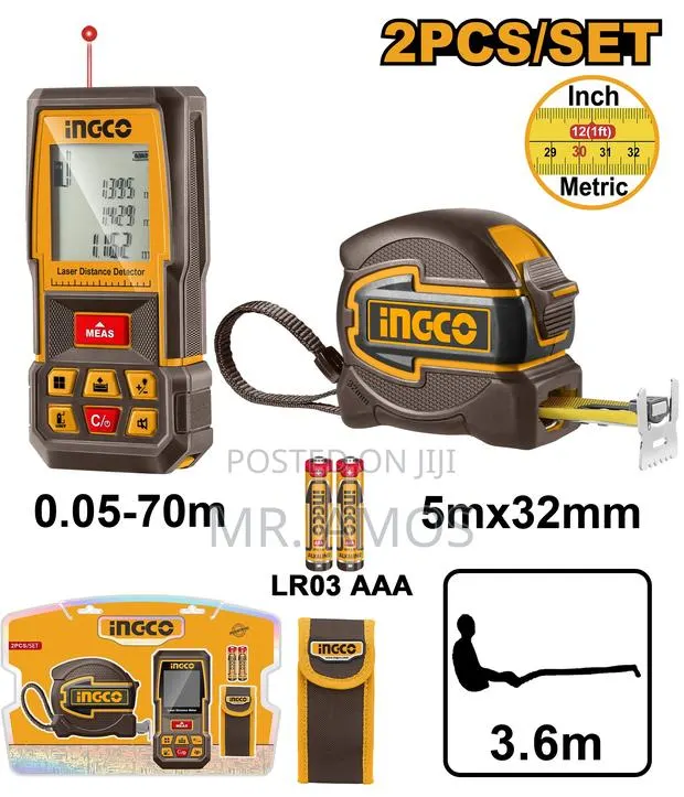 70m Range Laser Distance Detector + 5mx32mm Tape Measure - Hldd241201 · Photo 1