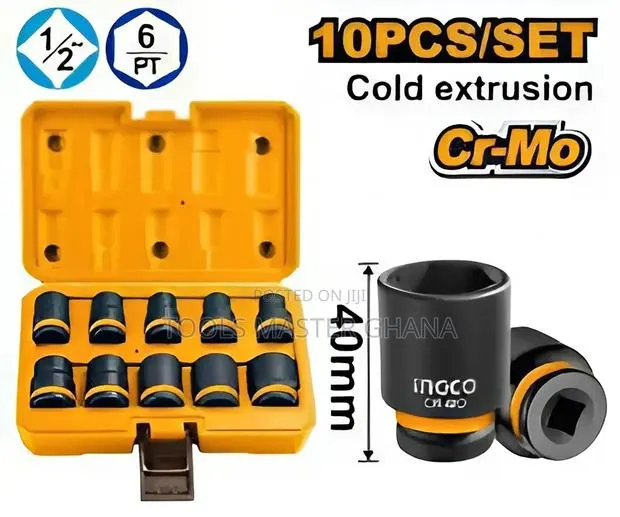 10 Pcs 1/2"Dr. Impact Socket Set - Hkissd12101 · Photo 1
