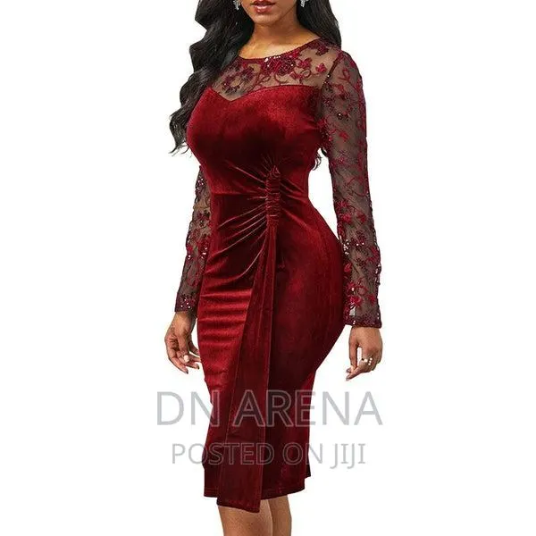 Velvet Bodycon Floral Midi Dress · Photo 1
