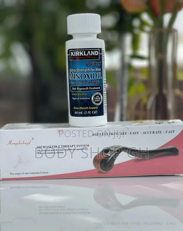Beard and Hair Regrowth Pack - Kirkland Minoxidil + Roller · Photo 1