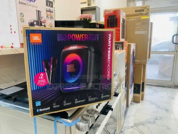 2 Microphones JBL Party Box Encore 2 Potable Bluetooth Speaker · Photo 1