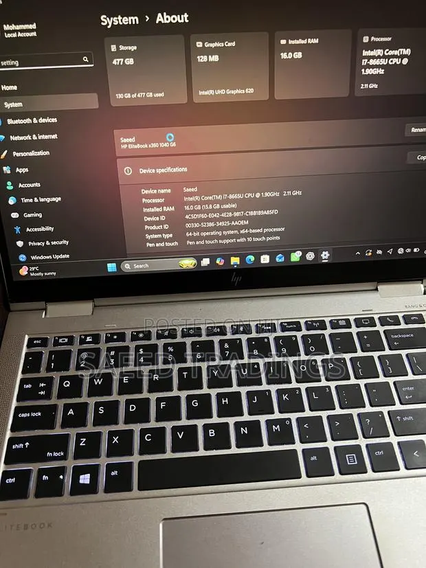 Laptop HP EliteBook 1040 G6 16GB Intel Core i7 SSD 512GB · Photo 1