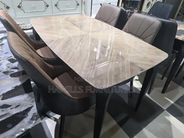 Luxury Dining Set Featuring Table With Glossy Patterned Top · Photo 1