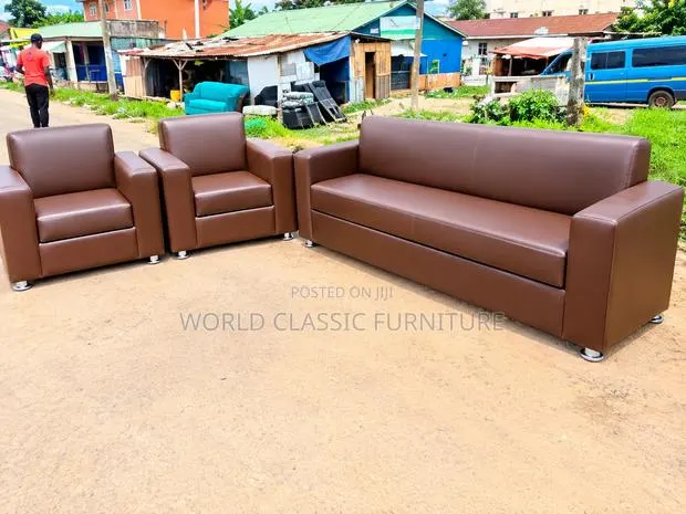 Modern Brown Leatherette Sofa Set · Photo 1