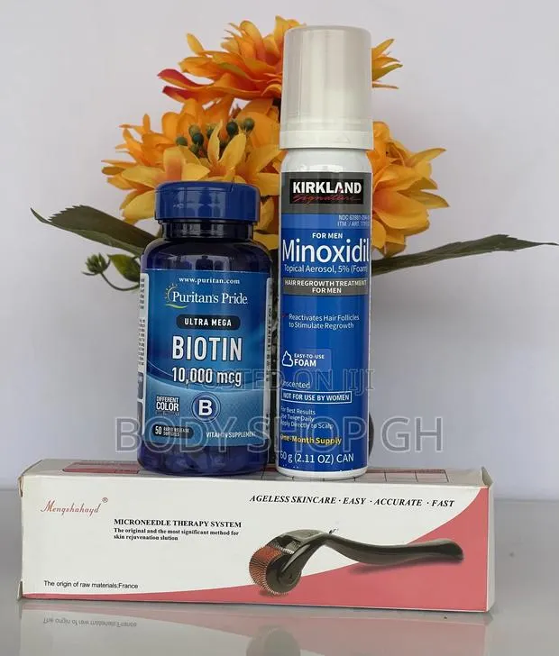 Biotin + Derma Roller + Kirkland Minoxidil Foam for Beard · Photo 1