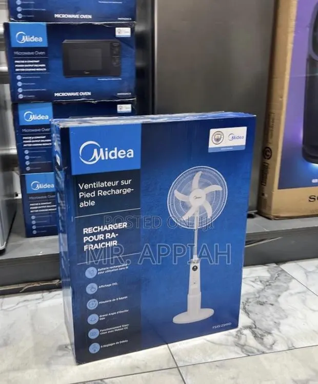 Affordable Midea 18” Rechargeable Standing Fan With Digital Remote. · Photo 1
