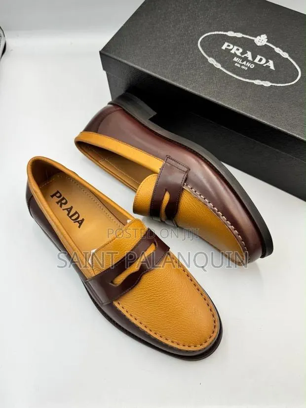 Penny Loafers Between Dark Brown and Mustard Yellow Panels. · Photo 1