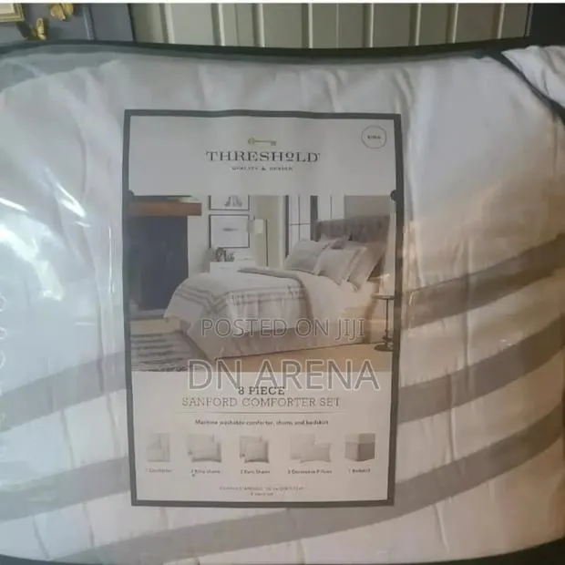 King Size 8pc Sanford Comforter Set White/Gray - Threshold. · Photo 1