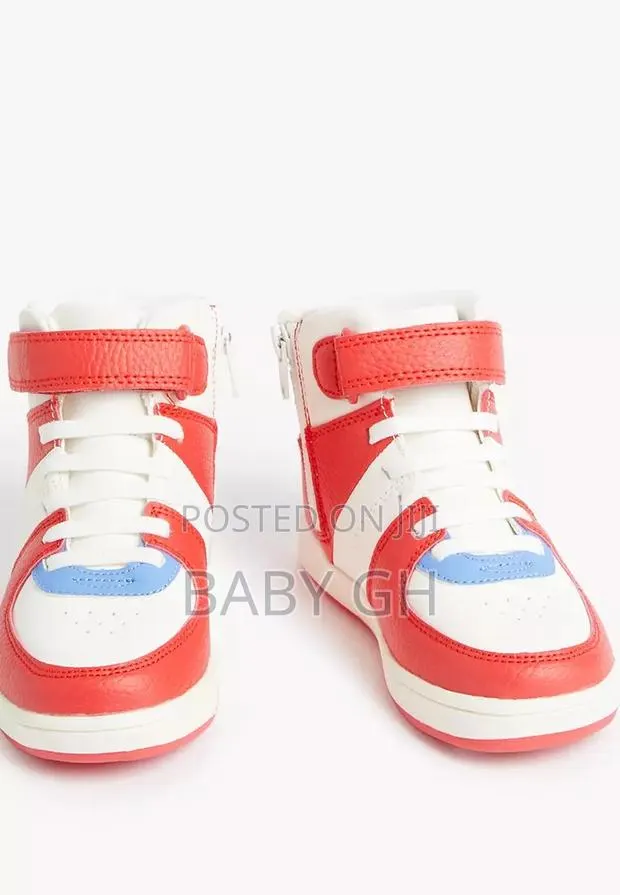 M S Red and White High Top Trainers · Photo 1