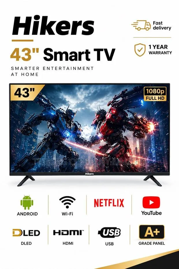 Hikers 43” Inches Frameless Smart Television Set(TV) · Photo 1