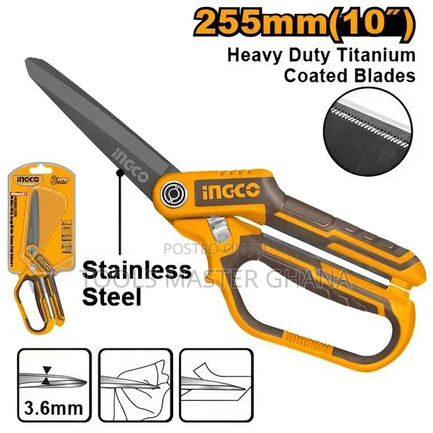 Rubber Grip Long-Blade Heavy Duty Scissors - Hscrs832558 · Photo 1