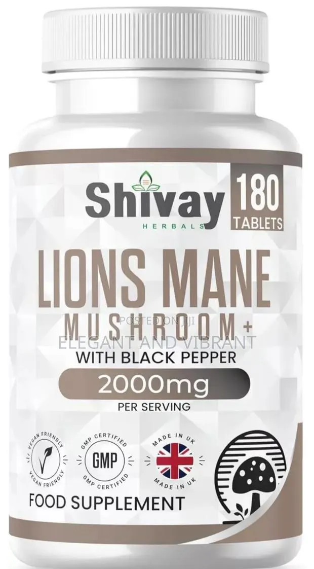 Lions Mane Mushroom 2000mg Per Serving +Black Pepper|180 Tab · Photo 1