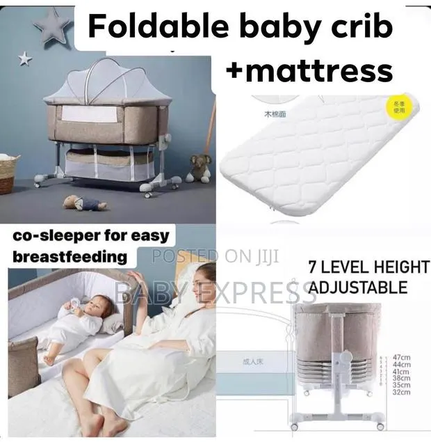 Adjustable Foldable Baby Bed Co-Sleeper – Portable Infant Crib. · Photo 1