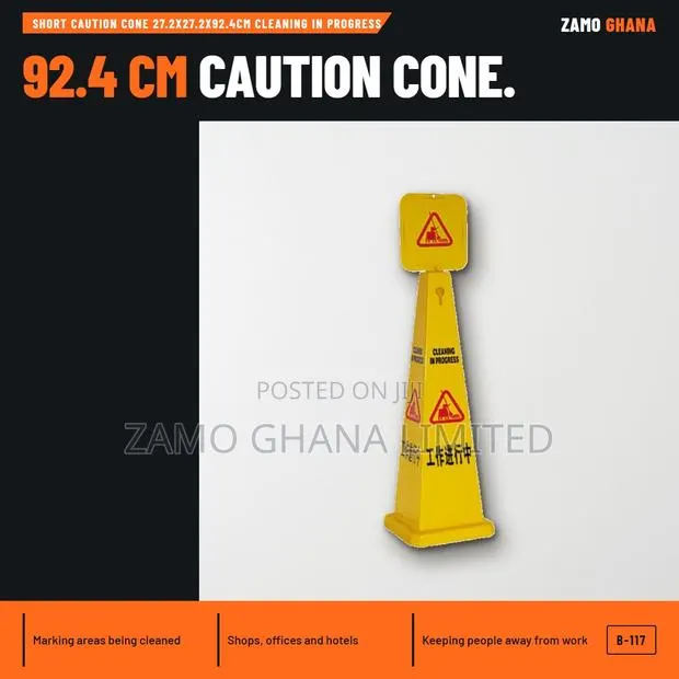 Short Caution Cone 27.2X27.2X92.4Cm Cleaning in Progress - B-117 · Photo 1