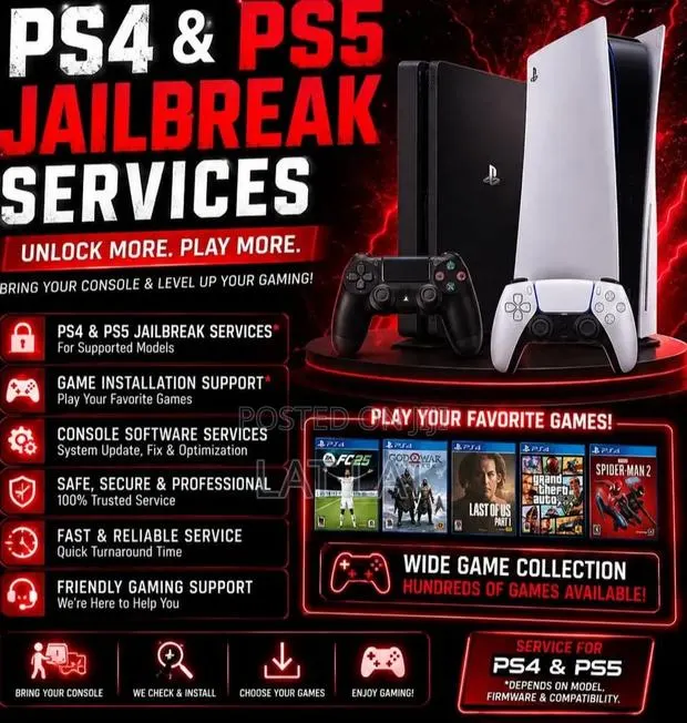 PS5 & PS4 Jailbreak Service With Free Games · Photo 1