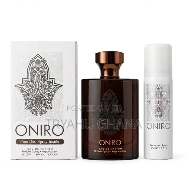 ONIRO Perfume Deal:
Buy 100ML EDP, Get FREE Deo Spray-Tryahu Ghana · Photo 1