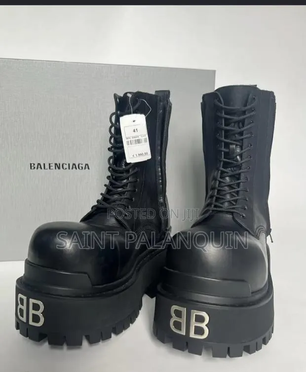 Black Balenciaga Giant Boots Featuring an Exaggerated, Ultra-Round · Photo 1