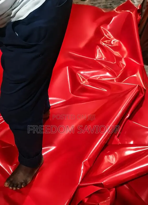 Premium Glossy Red Upholstery Leather · Photo 1