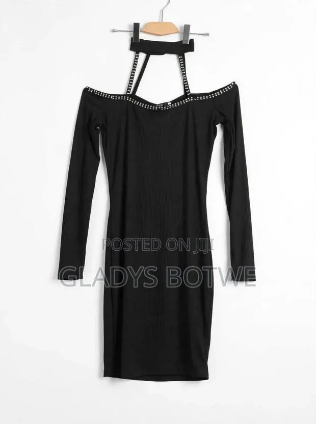 New Black Choker Off-Shoulder Bodycon Dress. Uk 14 · Photo 1