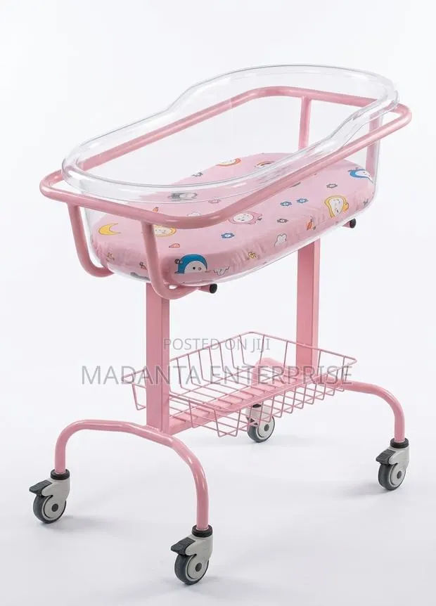 Hospital Baby Cot / Neonatal Bassinet – Acrylic (Pink Frame) · Photo 1