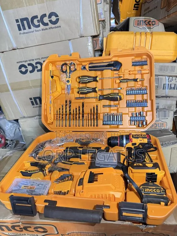 Ingco 165pcs Brushless Impact Cordless Drill With Tools · Photo 1