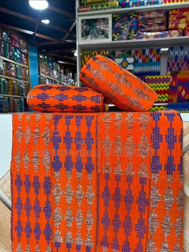 Orange and Purple Bonwire Kente · Photo 1