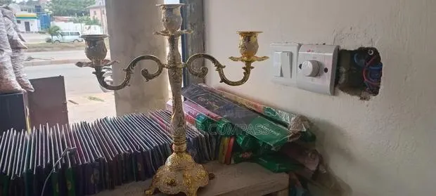 Gold Plated 3-Arm Candlestick Holder, Antique Candle Stand · Photo 1