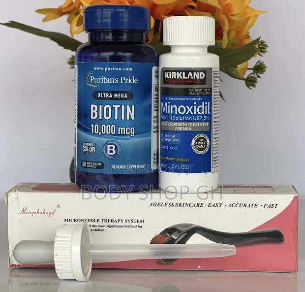 Original Kirkland Minoxidil + Biotin [ 10,000 MCG ] + Derma Roller · Photo 1