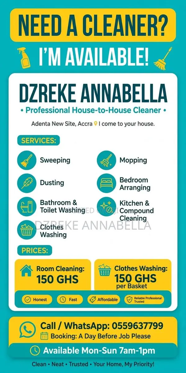 Professional House to House Cleaner From Adenta · Photo 1