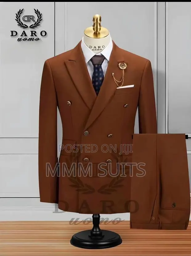 2-Piece Men Double-Breasted Turkish Suit Brown · Photo 1