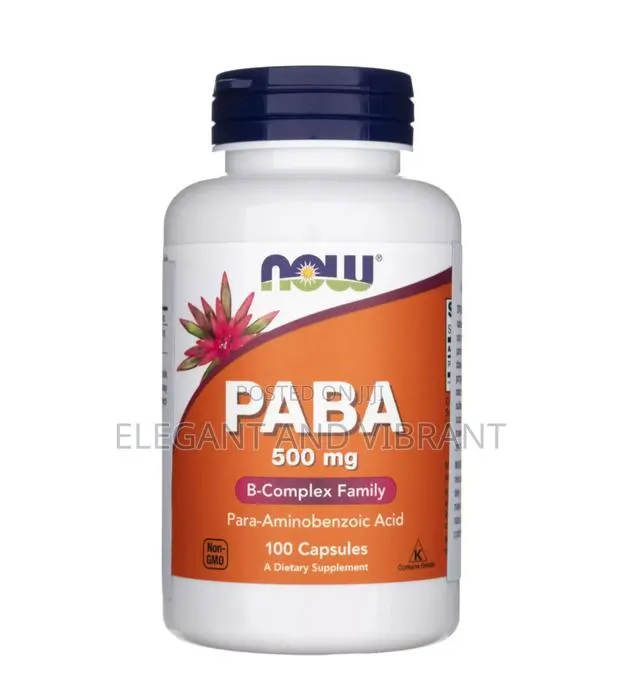 Now Foods PABA (P-Aminobenzoic Acid) 500 Mg 100 Capsules · Photo 1